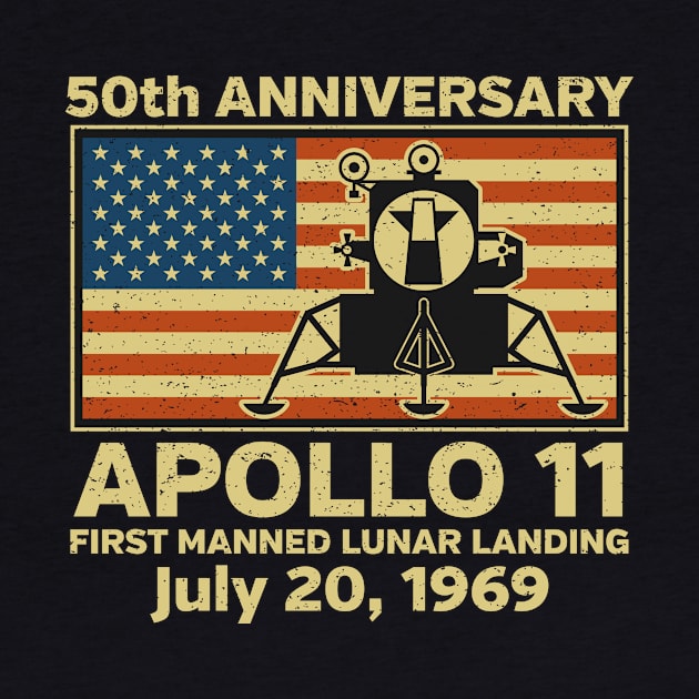 Apollo 11 American Flag 50th Anniversary Moon Landing by RadStar